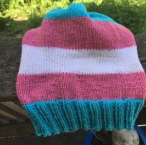 Transgender inspired hand knitted slouchy hat
